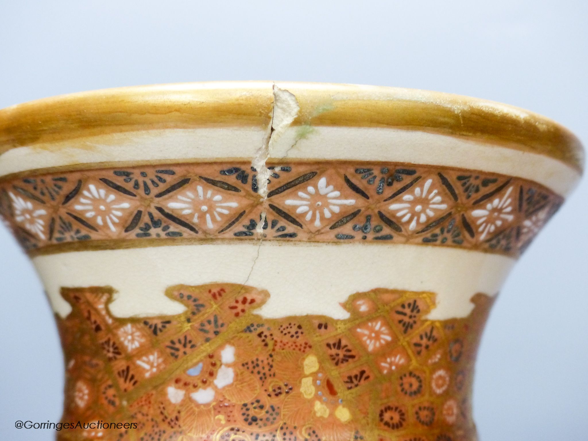 A pair of large Japanese Satsuma baluster vases, height 39cm